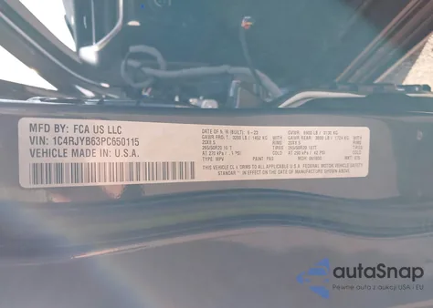 2023 Jeep Grand Cherokee 4Xe из США, поврежденный, VIN 1C4RJYB63PC650115